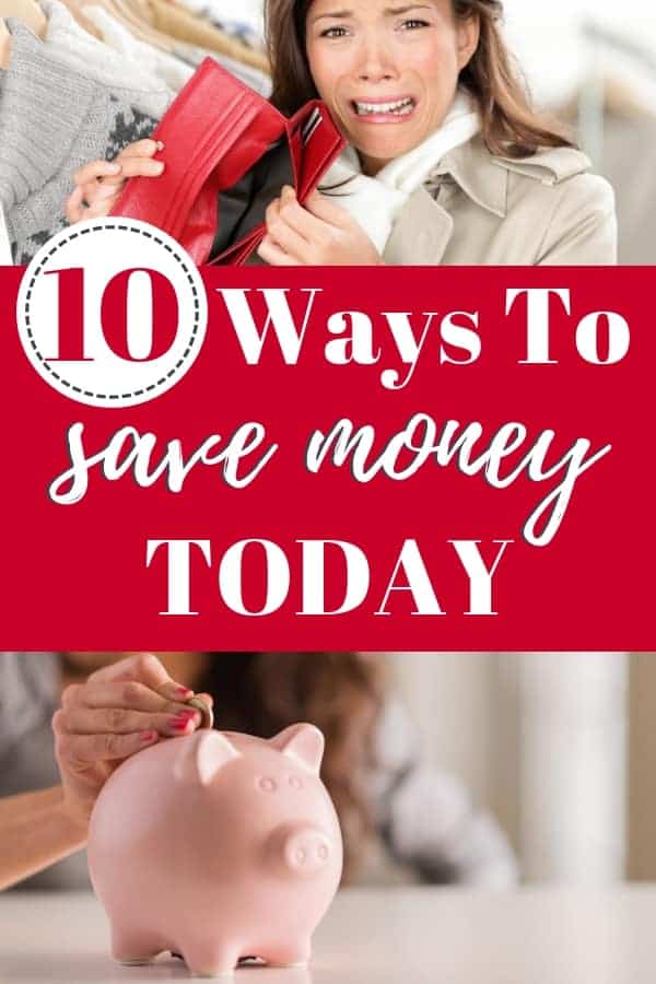 Here are ten ways to save money fast! It can be hard to save money on a tight budget, but it's totally possible. Use these simple money saving hacks today! #frugal #savingmoney #budget #moneysavinghacks