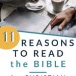 Picture of couple with coffees and Bible and words overlay: 11 reasons to read the Bible for Christian women