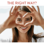 woman looking through heart hands with text "are you guarding your heart the right way"