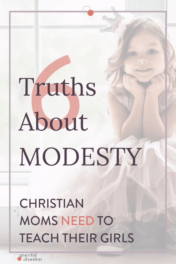 young girl wearing a dress and sneakers with text "6 truths about modesty christian moms need to teach their daughters"