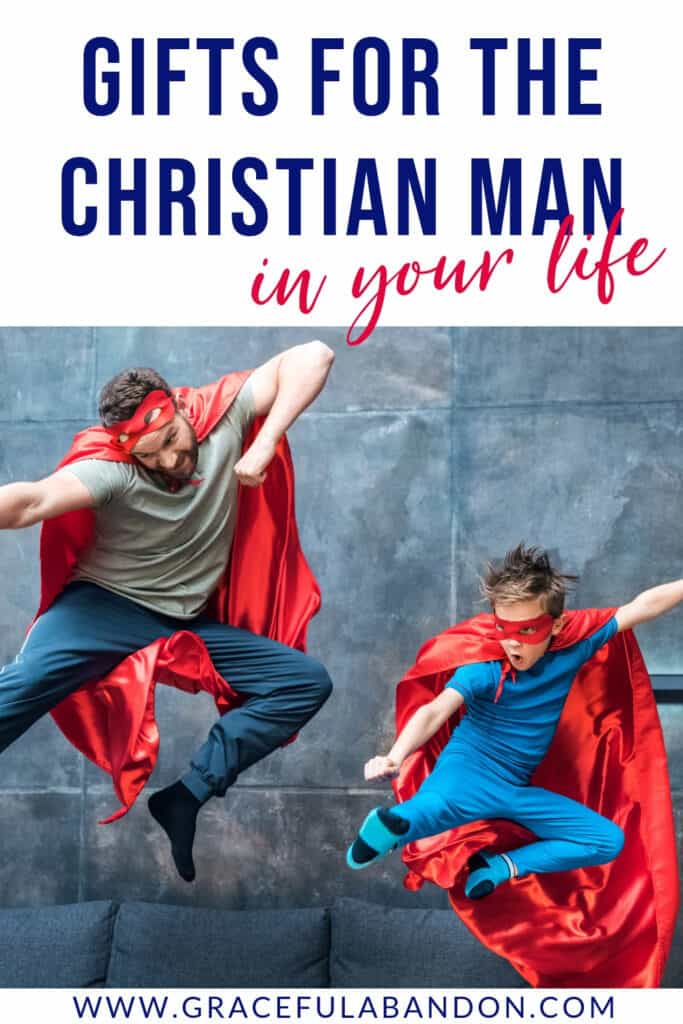 Does the Christian super man in your life need a gift? Photo of father and son like super heroes.