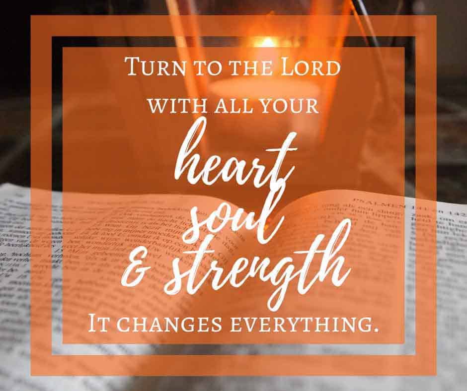 Turn to the Lord with all your heart, soul, and strength. Reading the Bible changes your life. Bible in 90 days with Graceful Abandon.