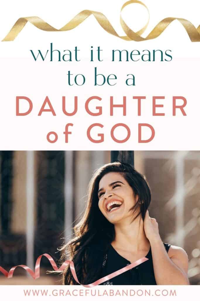 Title image: what it means to be a daughter of God with an image of a happy woman