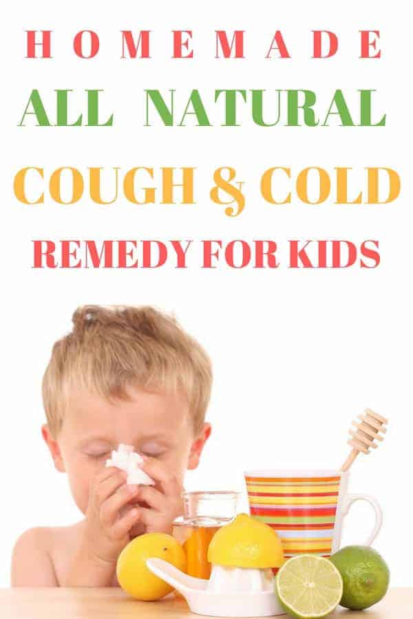 You can make this all-natural cold and cough remedy for kids with ingredients you have in your kitchen. It's a natural cough suppressant, relieves stuffy and runny nose, soothes sore throats, and helps the body heal. This homemade cold remedy for kids should be in every house.
