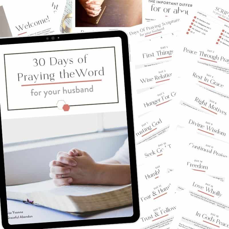 mock up of prayer journal with iPad screen and printable pages